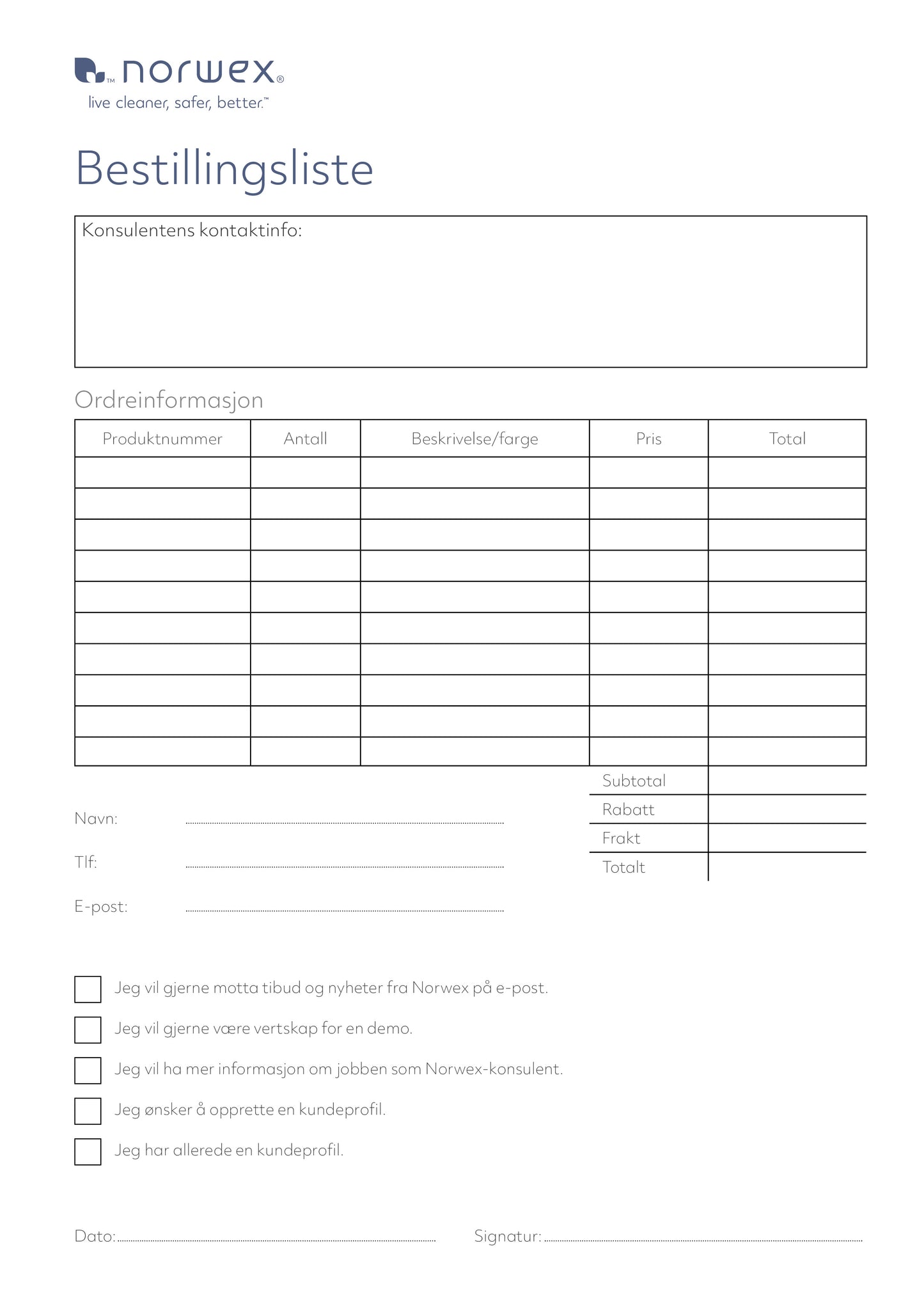 Bestillingsliste A4 - PDF