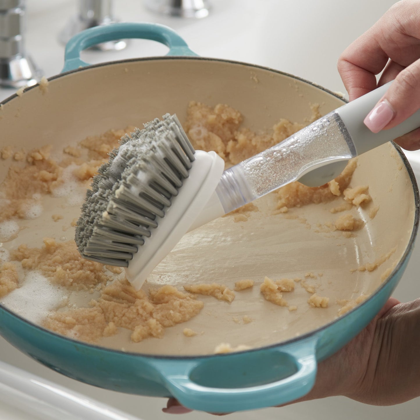 Soap-Dispensing Kitchen Scrub Brush