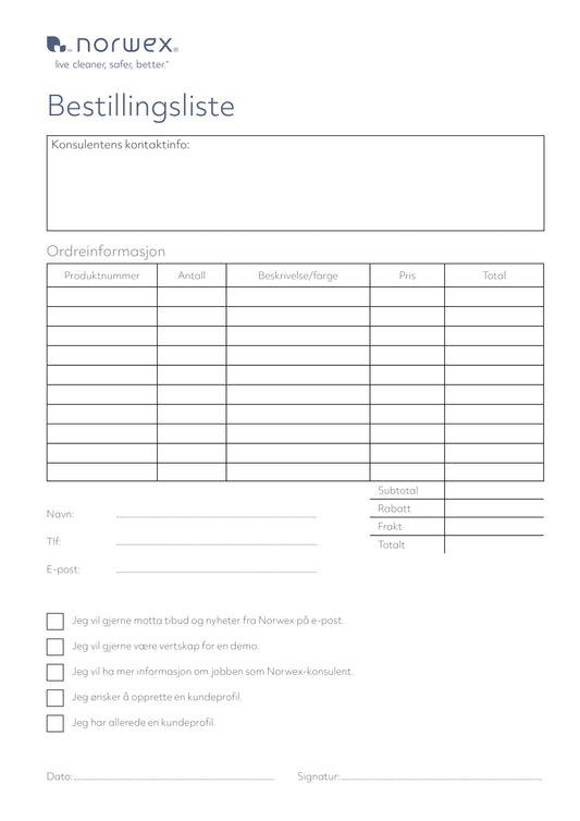 Bestillingsliste A4 - PDF