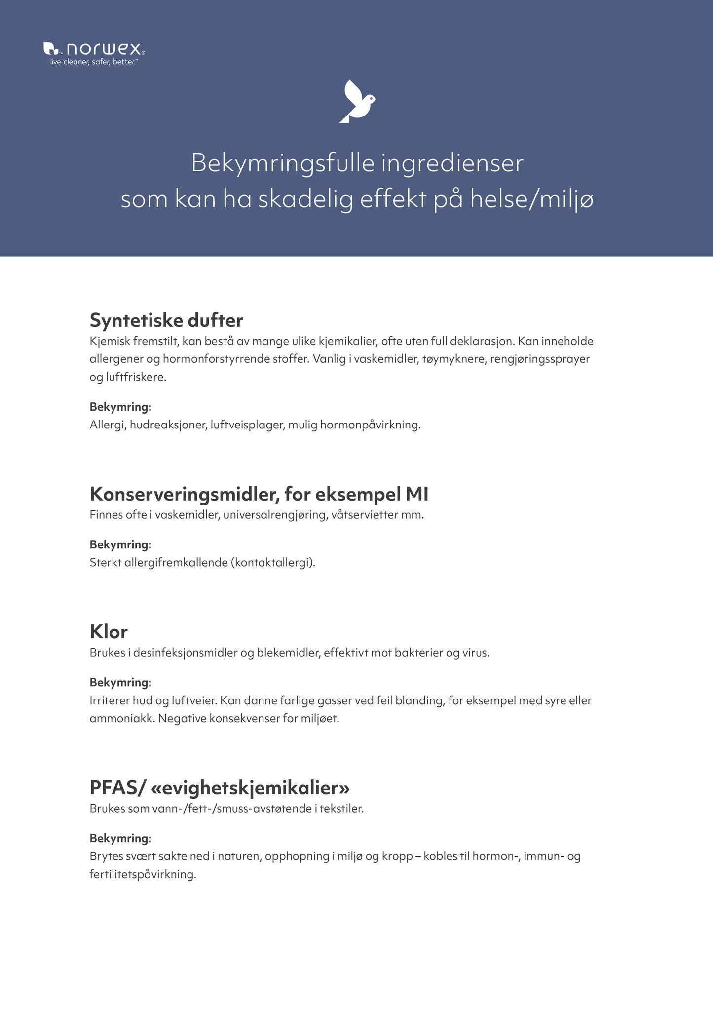 Bekymringsfulle ingredienser - PDF