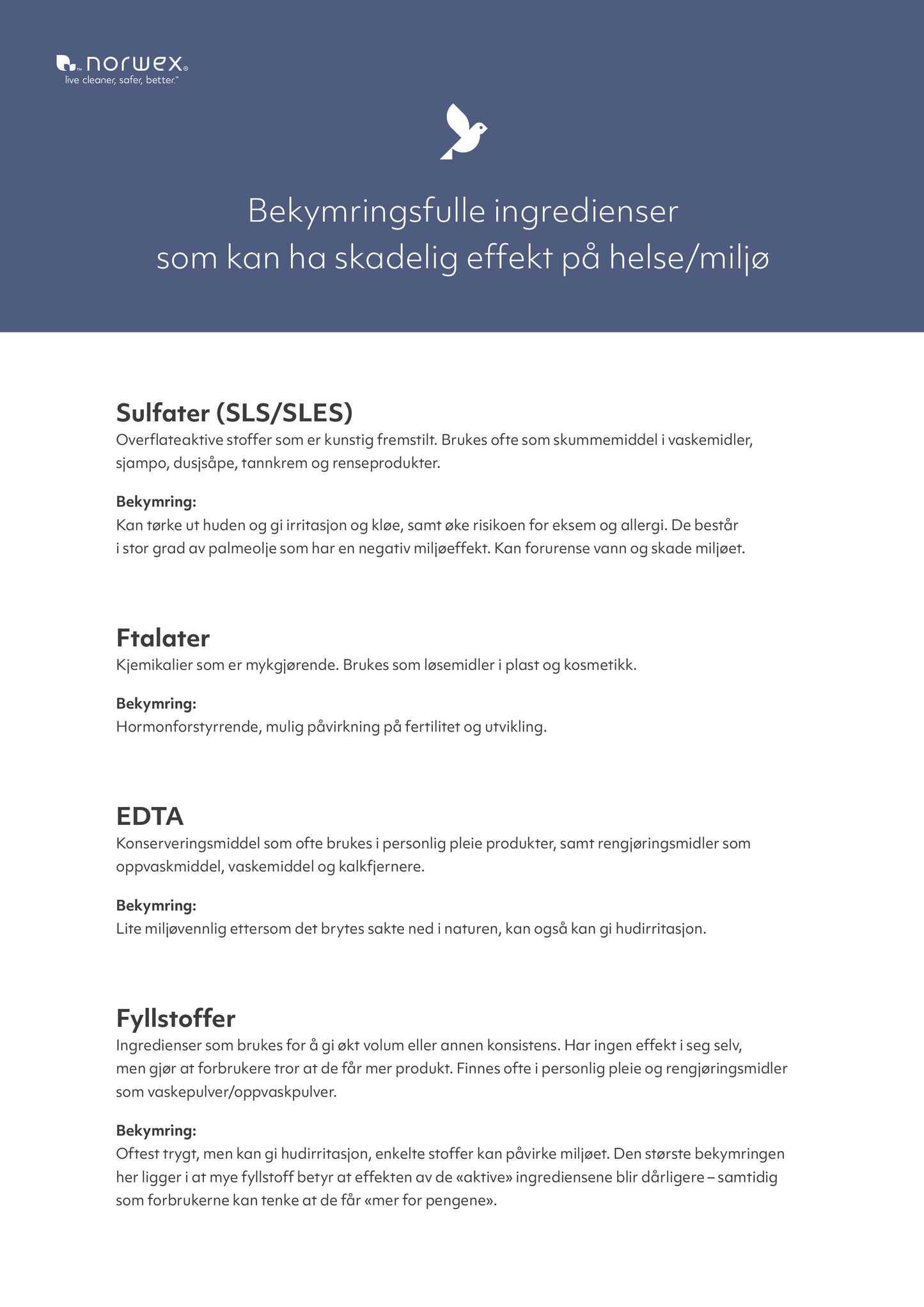 Bekymringsfulle ingredienser - PDF